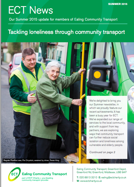 Ealing Community Transport - Summer 2015 Newsletter image